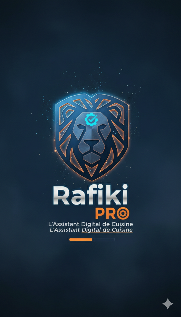 Écran de démarrage Rafiki Pro, l'assistant digital de cuisine